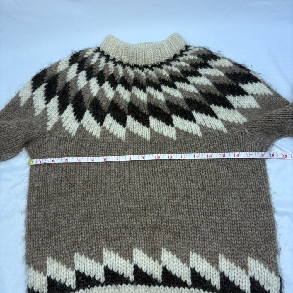 Vintage Icelandic Wool Sweater Nordic Fair Isle Fisherman Knit Cozy Oversized - Picture 6 of 9